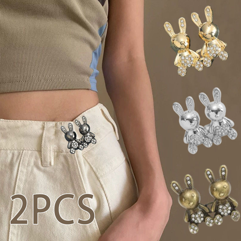 Quần Jean Thỏ Mới 2 Mảnh, Không Móng Tay, Zipper Eo Điều Chỉnh Linh Hoạt