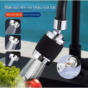 Đầu vòi rửa bát tăng áp cao cấp MÀU ĐEN xoay 360 độ tích hợp lõi lọc bên trong.