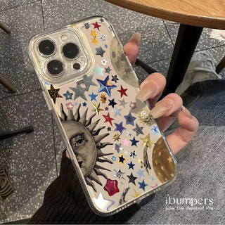ibumpers Ốp Điện Thoại iPhone Họa Tiết Đầy Sao Vũ Trụ Ốp Lưng Trong Suốt Chống Sốc Cho IPhone 16 15 14 12 13 11 Pro Max IP 7 8 Plus X XS XR