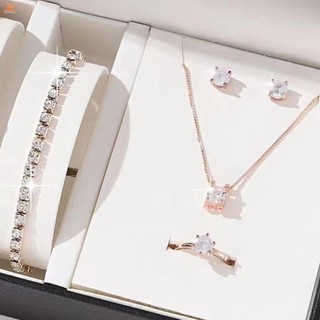 Cô Dâu Kim Cương Giả Vòng Cổ Bông Tai Vòng Tay Bộ Nhẫn Lấp Lánh Full Kim Cương Giả Đồ Trang Trí Bộ Cho Ngày Của Mẹ Quà Tặng Kỷ Niệm