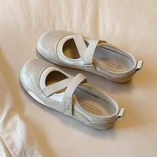 Giày cao gót mũi tròn Giày cao gót nữ Cross Elastic Band Cross Velcro