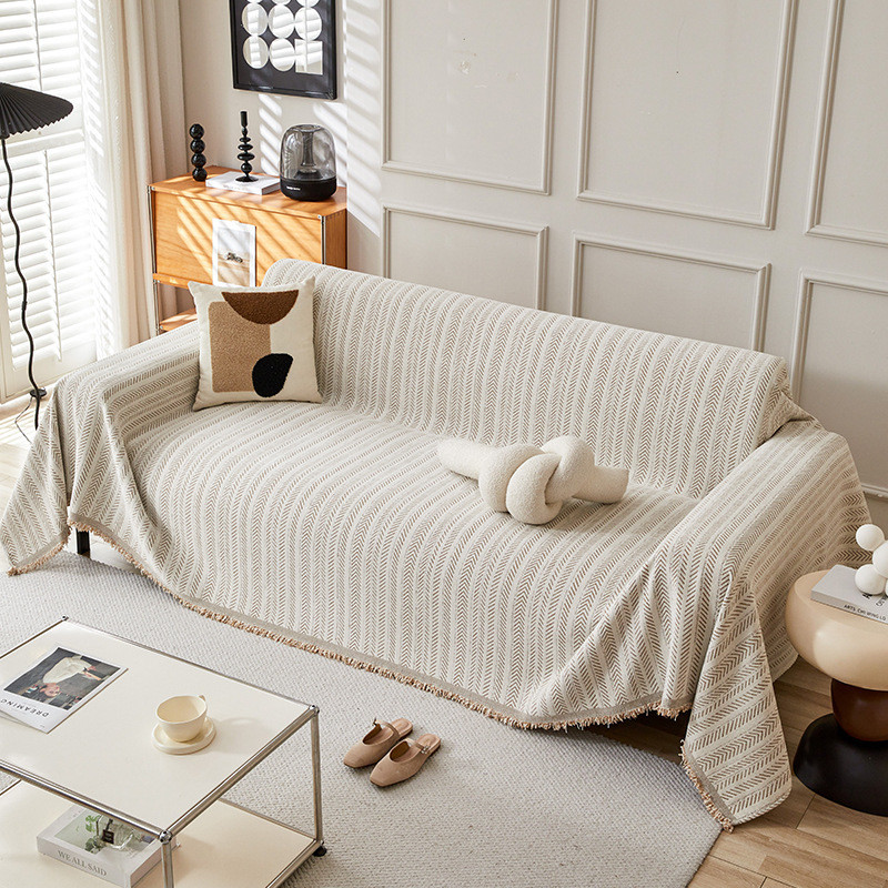 Bọc Sofa Chăn Sofa Màu Trơn Họa Tiết Xương Cá, Vải Chenille Đa Năng Chống Trơn Trượt, Máy Có Thể Giặt Được, Vỏ Sofa 2 Và 3 Chỗ Khăn Trải Sofa