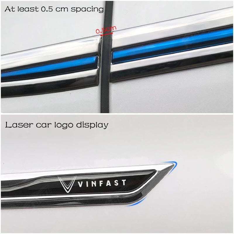 Vinfast Xe Fender Kim Loại Biểu Tượng Miếng Dán 3D Phong Cách Lưỡi Dao Bên Huy Hiệu Viền Phụ Kiện Trang Trí Cho Vf 8 Vf 9 Vf E34 Lux A Fadil President SA VF E34