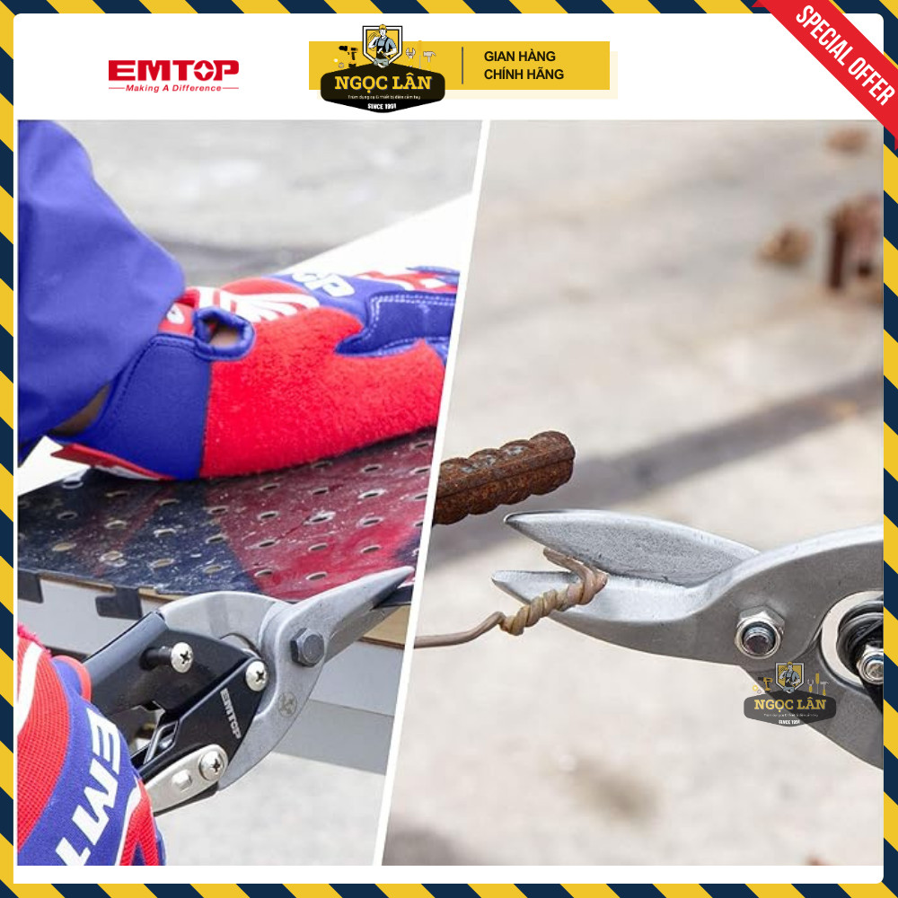 [Chính hãng] Bộ 3 cây kéo cắt tôn EMTOP cong trái, cong phải, thẳng cao cấp (mã EASPK1011)