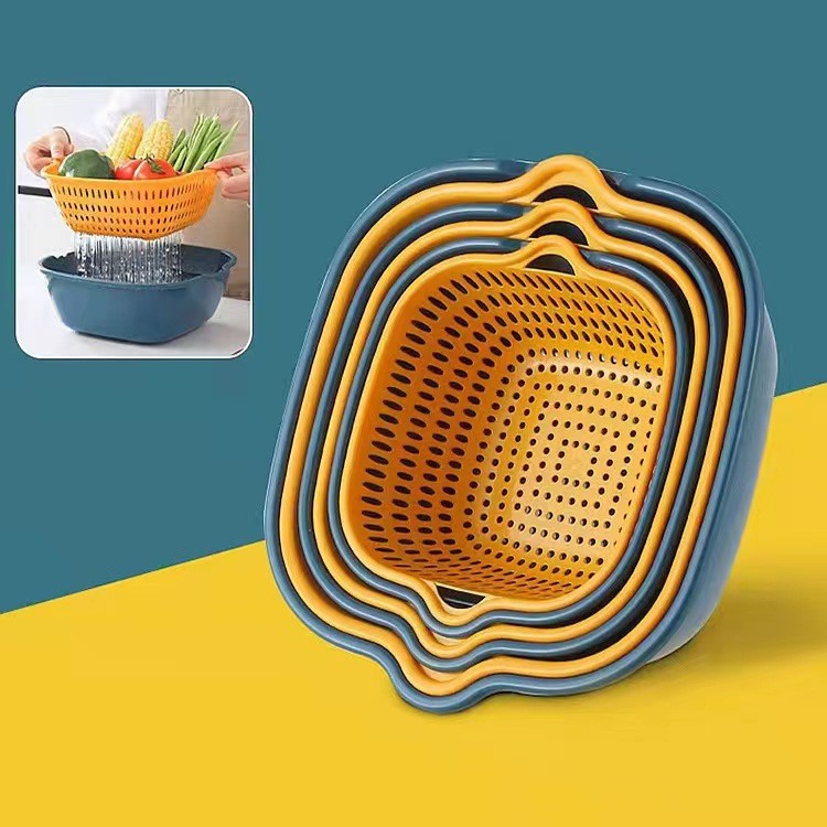 Bán buôn Nhà máy Giỏ đựng trái cây dày đa chức năng Bộ sáu mảnh rửa rau củ hai lớp