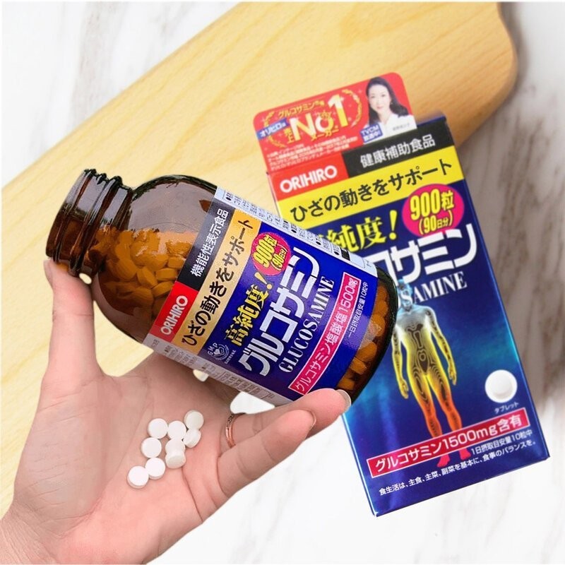 Viên uống bổ sung Glucosamine Orihiro hỗ trợ giảm đau xương khớp hộp 900 viên nội địa Nhật
