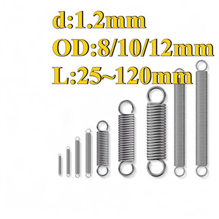 Lò xo kéo inox 304/Lò xo căng SUS304 (đường kính dây  = 1.2mm, đường kính ngoài 8 / 10 / 12mm,dài = 25 ~ 120mm dàiò xo căng thẳng có móc, áp dụng cho cửa nhà để xe, bunnings, máy may (LXY-XDT-VN-w)