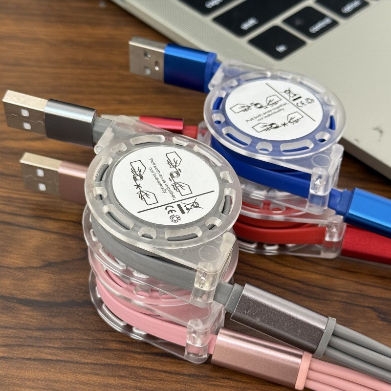 Cáp sạc đa năng có thể thu vào - Cáp dữ liệu đa năng 3 trong 1 cổng - Cáp sạc USB sạc nhanh cho Ios Android Type C​
