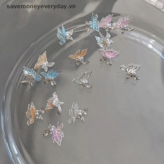 [savemoneyeveryday] Double Zircon Nail Art Charm 3d Ngọc Trai Pha Lê Trang Trí Móng Tay Diy Phụ Kiện Móng Tay Tinh Tế [vn]