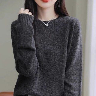 Áo len cổ tròn dáng rộng dành cho nữ, phiên bản Hàn Quốc, phù hợp mùa thu đông