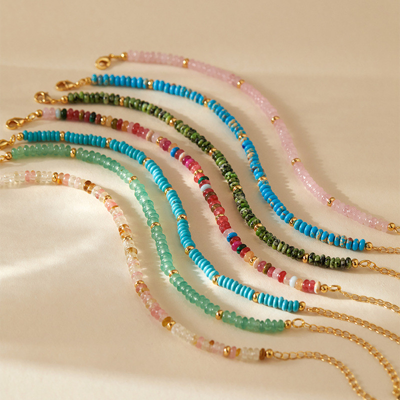 Vòng tay đính cườm nhiều màu cho nữ, dây mạ vàng có thể điều chỉnh, trang sức thủ công boho tối giản
