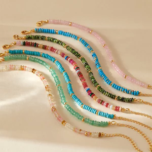 Vòng tay đính cườm nhiều màu cho nữ, dây mạ vàng có thể điều chỉnh, trang sức thủ công boho tối giản