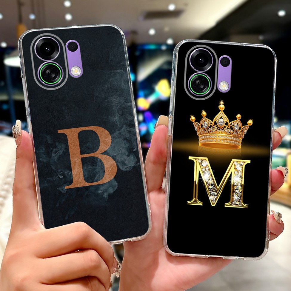 Ốp lưng Oppo K13 Turbo PLM110 Oppo K13 Turbo Pro PLE110 Vỏ trong suốt Thẩm mỹ Chữ A-Z Hoa thời trang Vương miện Vỏ ốp mềm