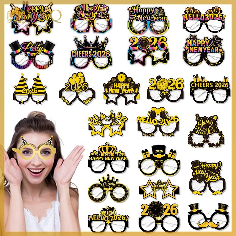 Littleloves1 2026 Kính Giấy Năm Mới 6 / 12 Chiếc Lễ Hội Đêm Giao Thừa Kính Dự Tiệc Vui Nhộn Đạo Cụ Ảnh Tiệc Đêm Trang Trí Kích Thước Đa Năng EN