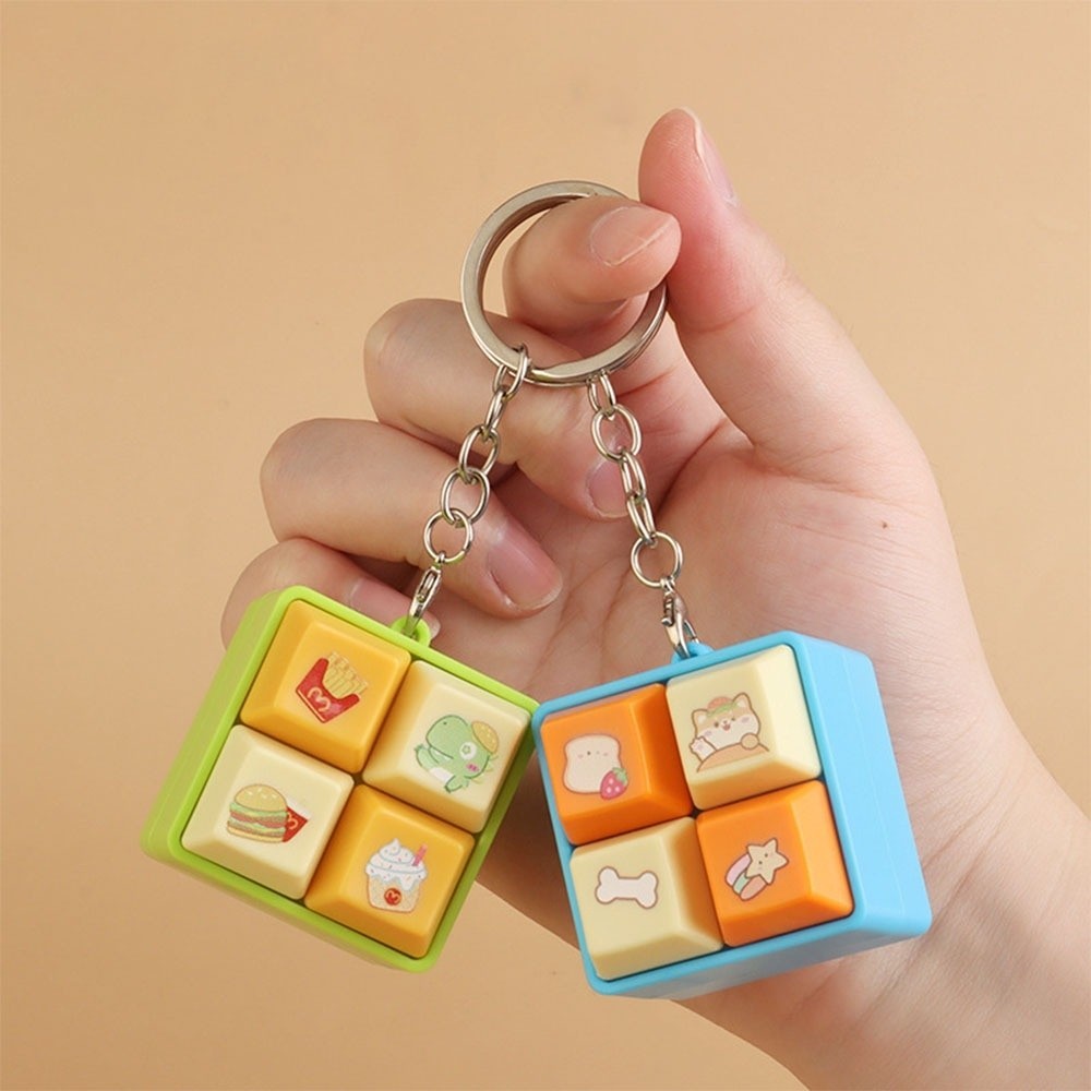 Móc khóa Fidget SMILE, Nút phím Hoạt hình Mũ bàn phím ngón tay, Giảm căng thẳng Bàn phím DIY Vượt qua thời gian Móc khóa bốn vuông