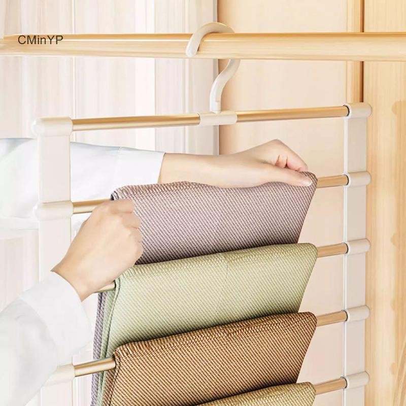 CMinYP Quần Inox Móc Treo Quần Có Thể Gập Lại Giá Để Tiết Kiệm Tủ Quần Áo Thang Không Gian Móc Treo Tủ Quần Áo Tổ Chức Vinh Quang