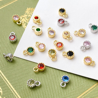 Mạ Đồng Thật 18k Vàng Đóng Gói Màu Giữ Tròn 3A Đầy Màu Sắc Zirconi Mặt Dây Chuyền Vòng Cổ Bông Tai Phụ Kiện Vật Liệu