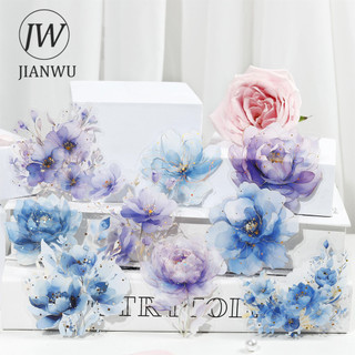 Jianwu Translucen Hoa Series Vintage Hoa Bronzing Chất Liệu Cắt Dán PET Sáng Tạo DIY Tạp Chí Văn Phòng Phẩm