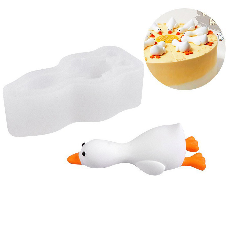 Khuôn silicon trang trí bánh hình vịt nằm, làm mousse, socola, pudding, thạch cao, xà phòng handmade