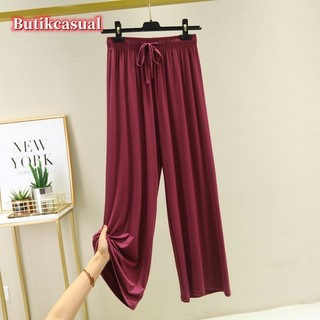 Quần ống rộng nữ modal co giãn, trơn, dáng thẳng, 2024 xuân hè, legging thường ngày
