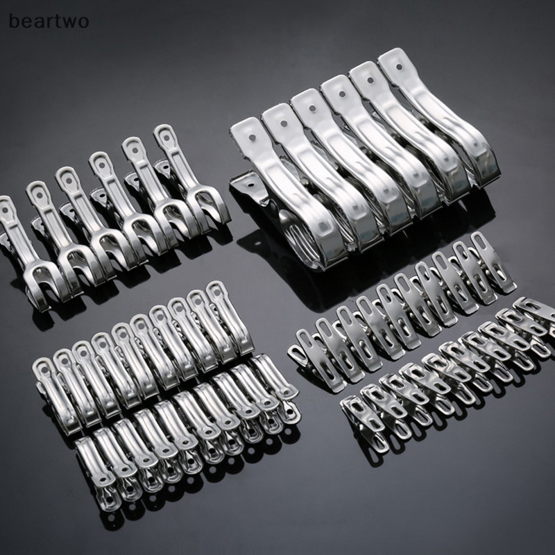 < Beartwo > 5 / 6 / 10 / 20 Chiếc Kẹp Thép Không Gỉ Kẹp Quần Áo Ghế Bãi Biển Lớn Kẹp Khăn Cho Chăn Chống Gió Kẹp Kẹp Đẹp