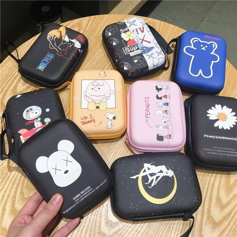 Túi đựng đồ du lịch Snoopy dễ thương Túi đựng đồ kỹ thuật số / mỹ phẩm Tai nghe Túi Keycahin