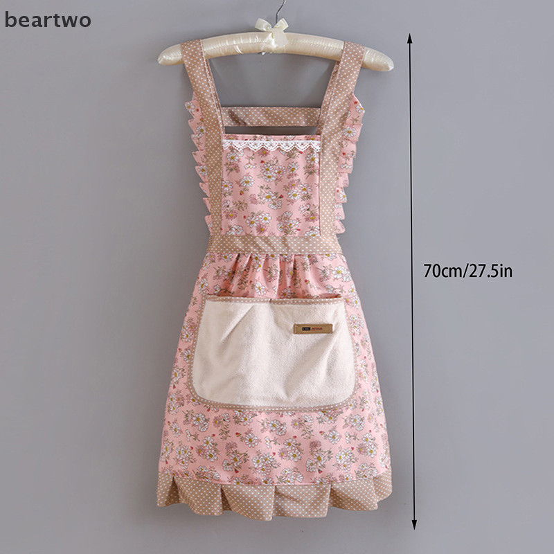 < Beartwo > Vải Canvas hoa AApron có thể chà và chống mài mòn cho nhà bếp Tạp dề gia đình và văn phòng Tạp dề đẹp Nhà bếp đẹp