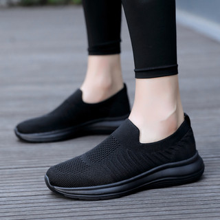 35-42 Kích Thước Giày Mới Co Giãn Flyknit Slip-On Tất Giày Thể Thao Nữ Cổ Miễn Phí Vận Chuyển