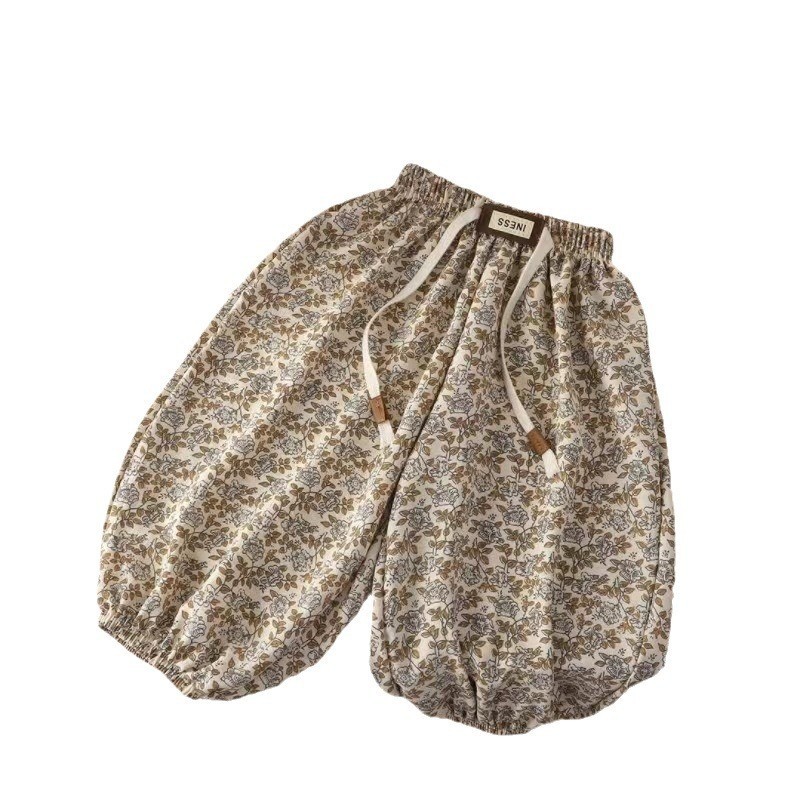 Mùa Hè Ice Silk Hemp Bloomers Rời Hoa Thoáng Khí Mỏng Phong Cách Chống Muỗi Quần J3EX
