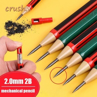 [Crush] Bút chì tự động, Bút chì cơ học loại 2.0MM 2B, Công cụ viết phác thảo đơn giản đi kèm với máy mài Văn phòng phẩm Bút chì di động Văn phòng học
