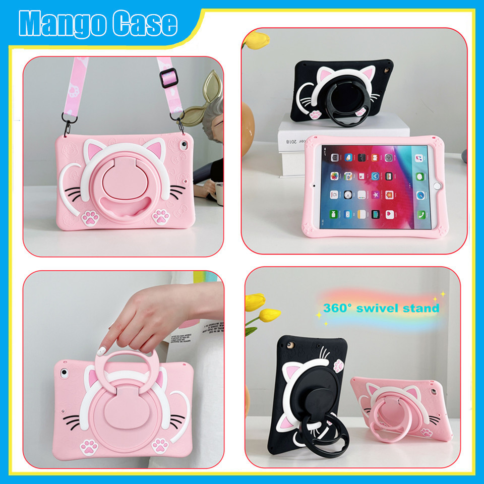 Ốp Lưng Cho Huawei MatePad SE 11inch 2024 SE 10.4 2022 Honor Pad 9 12.1inch 2023 T10 T10S 2019 2021 2020 air 11.5S Dây Đeo Máy Tính Bảng Đứng Nghiên Cứu Vỏ Trẻ Em Chống Sốc Vỏ Cao Su Dễ Thương
