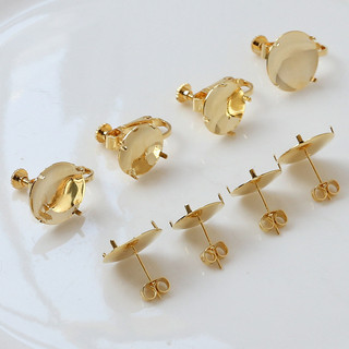 Bông tai lưới đồng mạ vàng thật hình hoa sen, DIY handmade, không đau tai