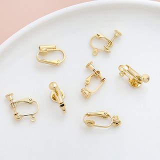 Đồng Clad Màu Vàng Bảo Quản Mạ Điện Đơn Sling Treo Tai Kẹp Mà Không Xuyên Tai Cố Định Kẹp DIY Handmade Trang Sức Bông Tai Phụ Kiện