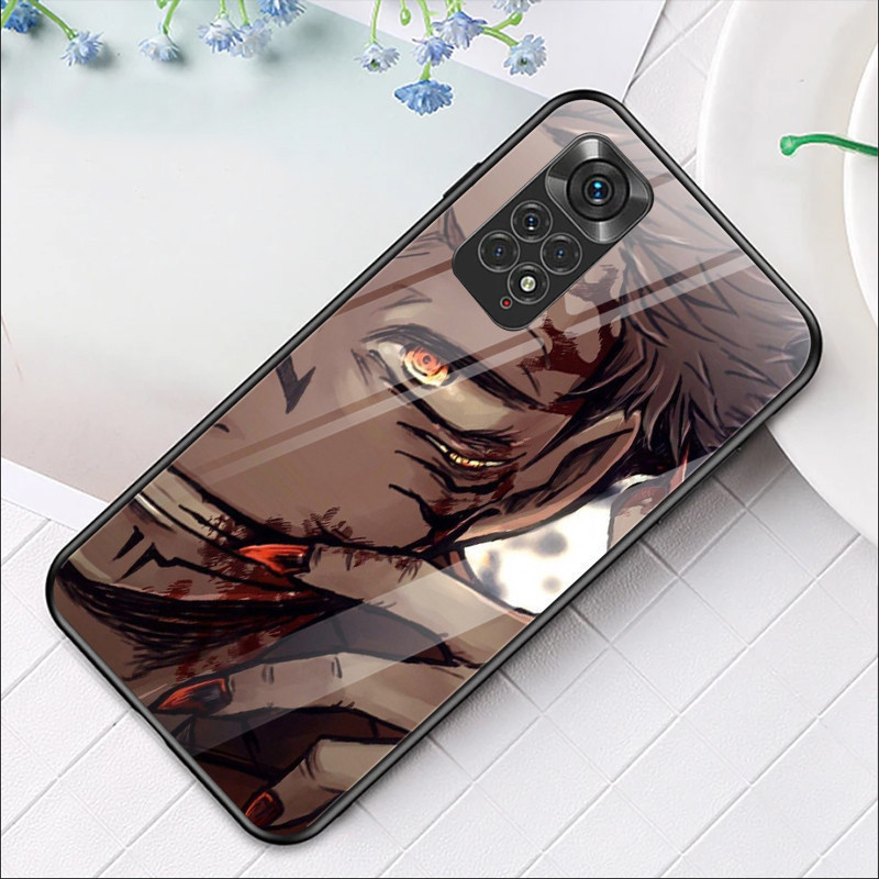 Ốp điện thoại kính cường lực Gojo Satoru Jujutsu Kaisen cho Xiaomi Redmi Note 8 9 10 4G 11 Pro Plus 12 5G 13