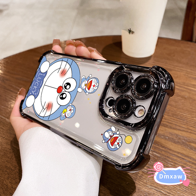 Ốp lưng Doremon chống rơi dễ thương cho iPhone 15 Pro Max 14 Plus 13 12 11 Pro Max X XR XS Max Vỏ trong suốt Vỏ bảo vệ Phim hoạt hình Vỏ mềm trong suốt