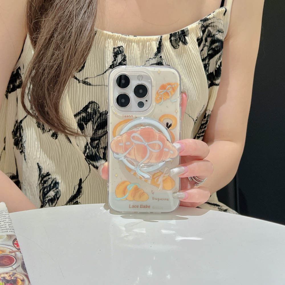 Ốp Lưng Cứng Tương Thích Với iPhone 12 12Pro 12ProMax 13 13Pro 13ProMax 14 14Pro 14ProMax 15 15Pro 15ProMax 16 16Pro 16ProMax 17 Pro Vỏ Nam Châm Họa Tiết Bánh Mì Nước Mặn