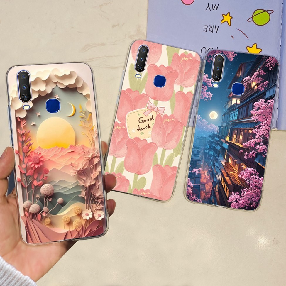 Ốp lưng Vivo Y3 2019 Y3s V1901A Thẩm Mỹ Trong Suốt Dễ Thương Gấu Trúc Mèo Hoa Mềm TPU Vỏ Điện Thoại V1901T V1901A V1901T