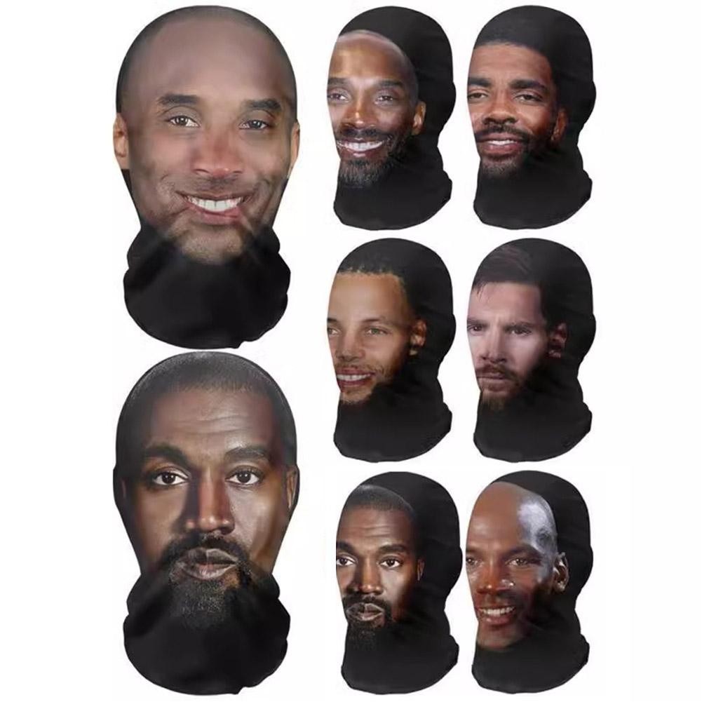 Ngôi Sao Bóng Đá Ngộ nghĩnh CR7 Kanye 3D In Mặt nạ Liền Mạch Đầu Cosplay Mũ