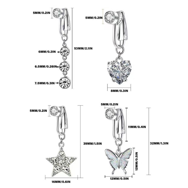 Treeling Thời Trang Xuyên Rốn Kẹp Thời Trang Zirconia Bụng Nút Trang Sức Mặc Cơ Thể Đồng Phụ Kiện Cho Nữ