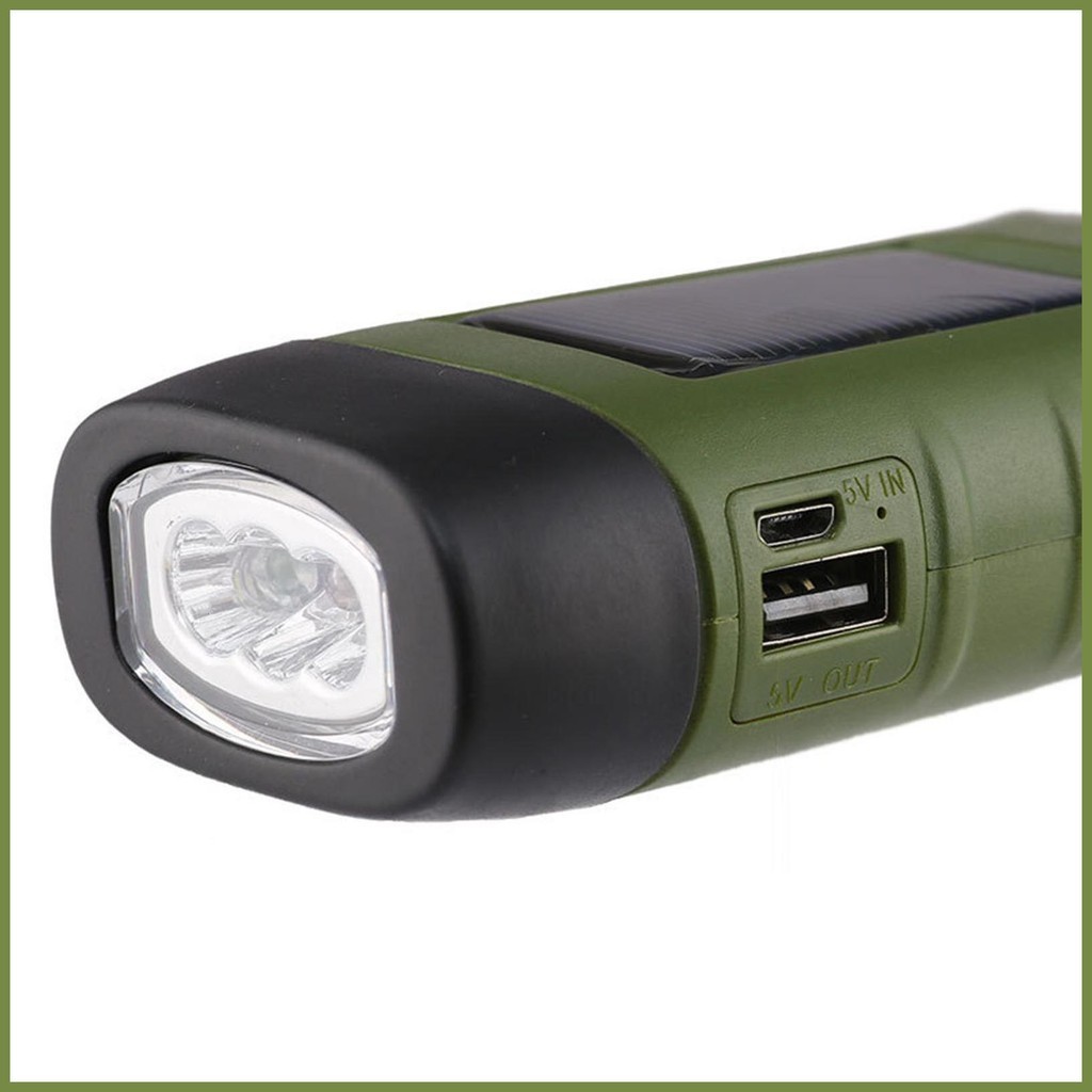 Đèn Pin Năng Lượng Mặt Trời Quay Tay Câu Cá Đèn Pin Nhỏ Di Động Đèn Pin LED Sạc USB Nhanh kouvn