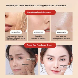 Kem nền tưới nước không dấu vết KATELYN Kem che khuyết điểm dưỡng ẩm lâu trôi tự nhiên và Kem che khuyết điểm mạnh mẽ Trang điểm mặt không loại bỏ lâu trôi