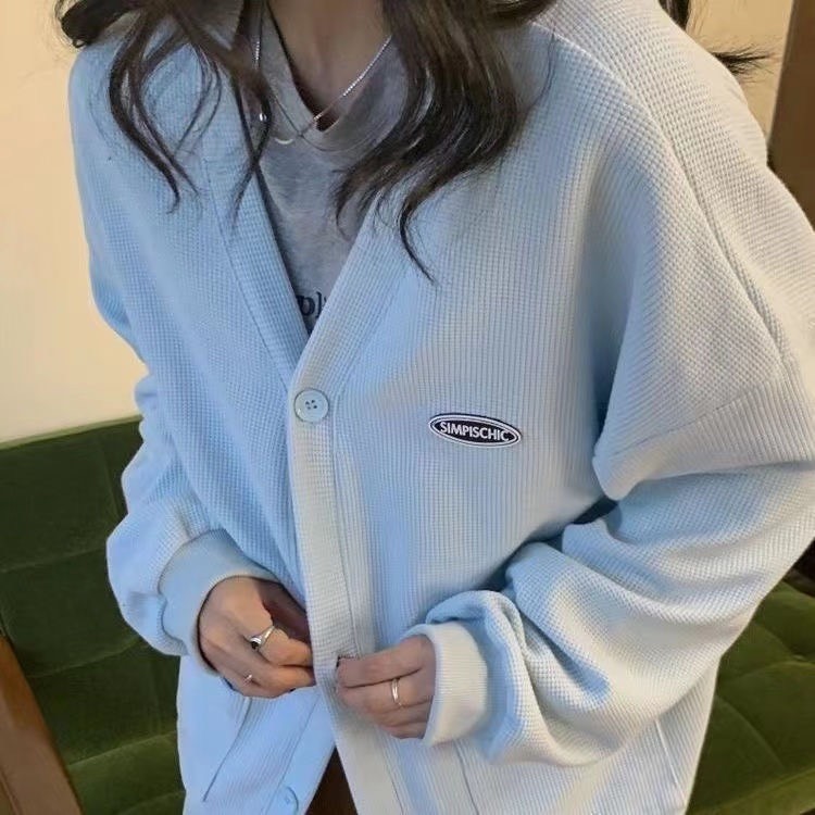 Áo khoác cardigan thu đông chất liệu dày dặn phối cổ V hàng Quảng Châu xu hướng Hàn Quốc XIMIMI SP202