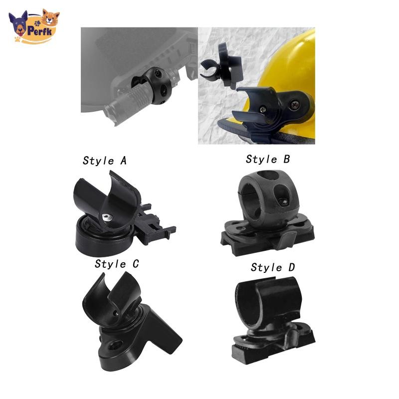 Giá đỡ đèn pin gắn mũ bảo hiểm màu đen, lắp đặt dễ dàng, phụ kiện mũ bảo hiểm