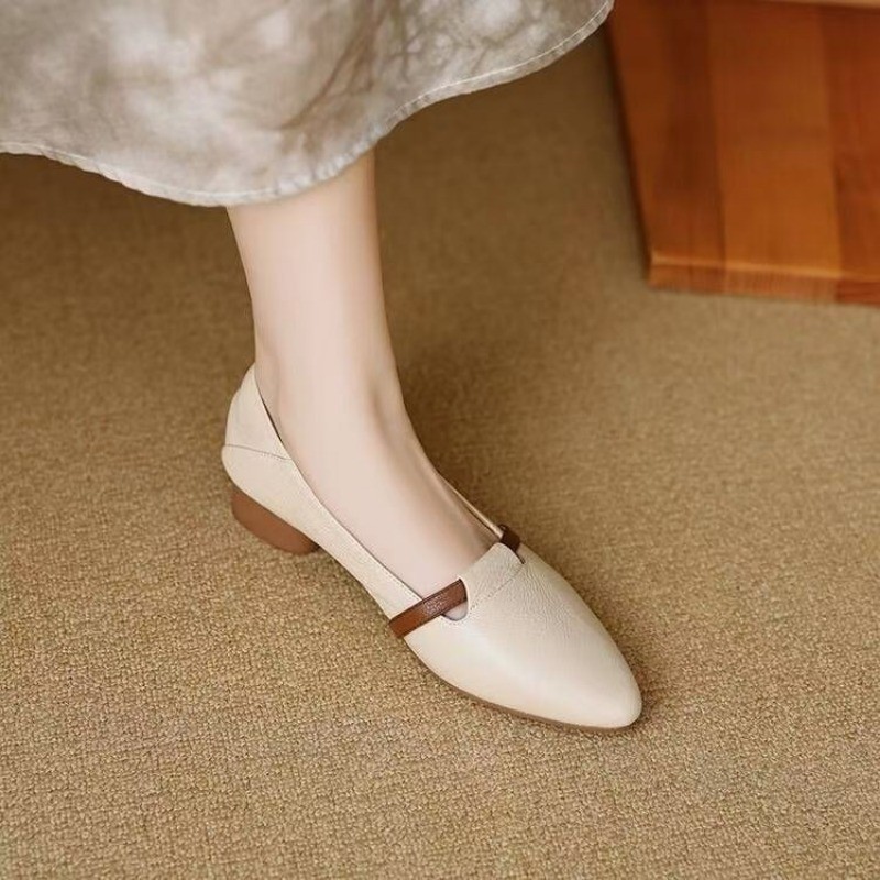 Atikota Nữ Đế Bằng Thời Trang Mũi Nhọn Đơn Giản Nông Miệng Ánh Sáng Đa Năng Cao Su Đế Mềm Thoải Mái Giày Đơn Cho Nữ