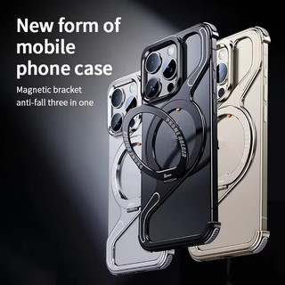 [Jlk] Ốp Điện Thoại Từ Tính Loại Z Kim Loại Cho iPhone 13 14 15 Pro Max Hợp Kim Nhôm Không Khung Snap-on Giá Đỡ Chống Sốc