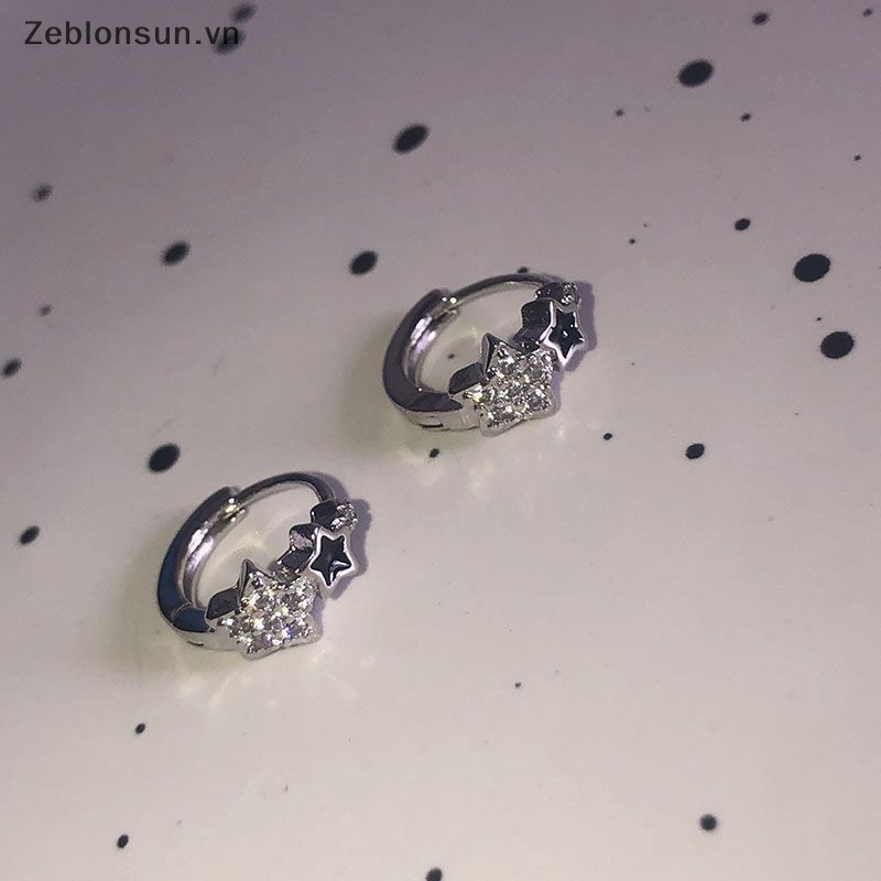 # Hb # Thời trang Retro Zircon Pha lê Pentagram Khóa tai Xu hướng Bông tai hình ngôi sao đơn giản dành cho nữ Quà tặng trang sức thẩm mỹ.