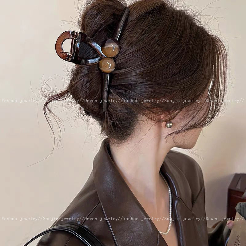 Kẹp Tóc Nữ Cao Cấp Cảm Giác Cá Mập Lớn Tóc Retro Ngọc Trai Kẹp Tóc Phụ Kiện Thời Trang