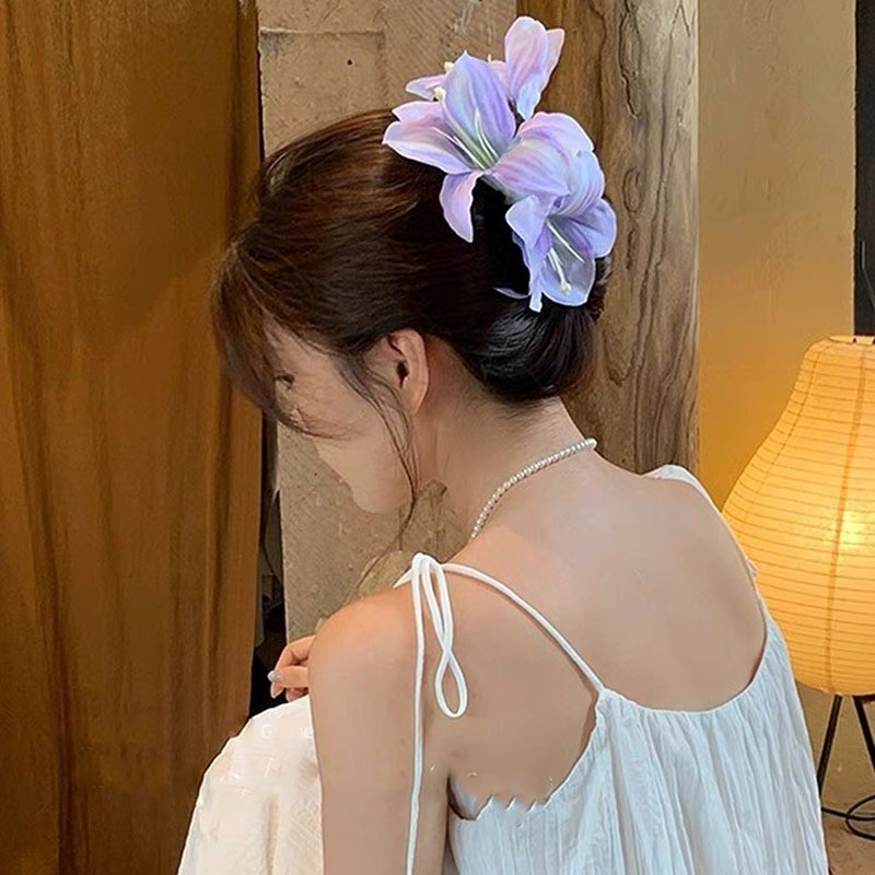 Bầu không khí, Hoa Lily tím, Vẻ đẹp siêu cổ tích, Phụ kiện tóc cao cấp, Kẹp tóc