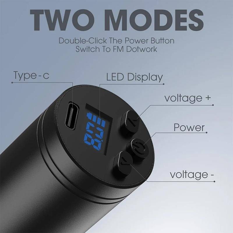 Hộp mực không dây Bút máy xăm Bút pin xoay có công suất di động 1600mAh LED Hiển thị kỹ thuật số Hình xăm