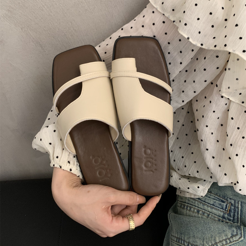 Atikota Nữ Sandal Đế Bằng Đơn Giản Màu Trơn Thời Trang Đế Mềm Chống Trơn Trượt Thích Hợp Cho Xăng đan Đi Biển Kỳ Nghỉ
